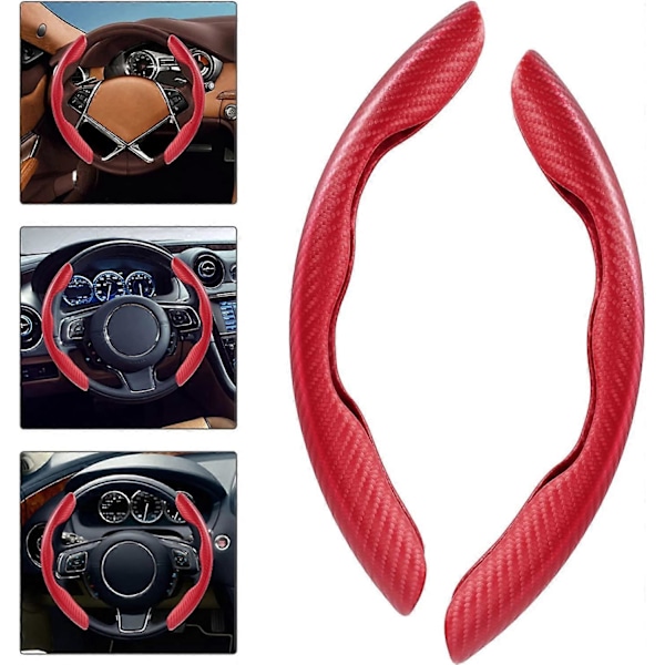 Rattöverdrag för bil, Universal 2-pack Kolfiber Halkskydd Segmenterad Ratt Skydd för Bil/Lastbil/SUV/Van Rattar Tillbehör