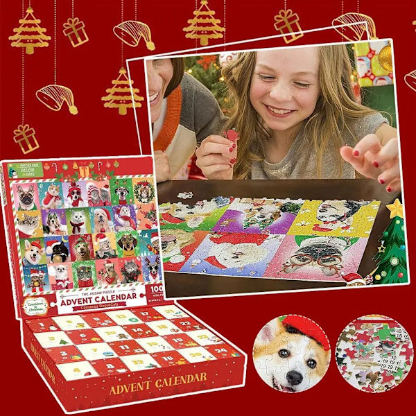 Adventskalender 2023 Jul 24 Dagar Nedräkning Pussel 1008 bitar Djur Tema Pussel Julklappar för barn