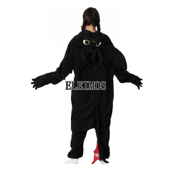 Sarjakuva Toothless Onesie Pyjamat Aikuiset Naiset Miehet Eläimet Pyjamat Kotivaatteet Halloween Cosplay Juhlasuvut BLACK M Fit 158-168cm