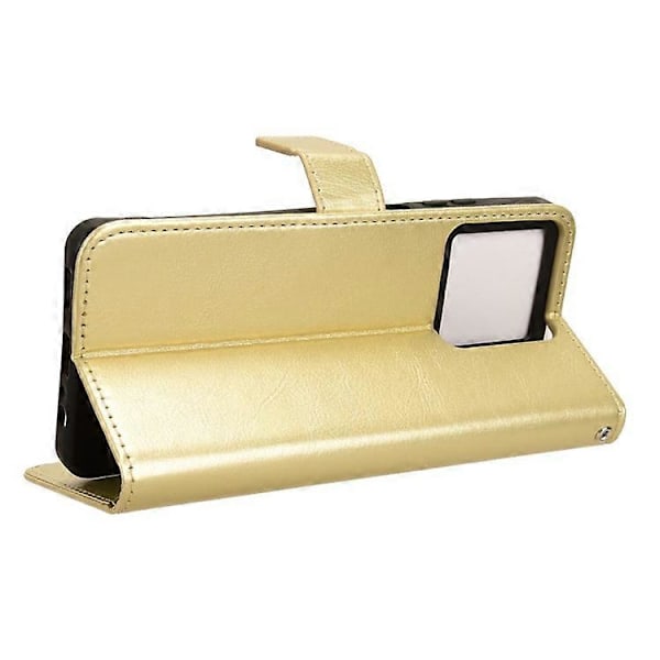 Kompatibel for ZTE Blade V50 Vita Lærdeksel med Stropp Telefon Lommebok Stativ Veske Gold