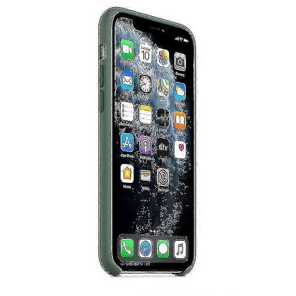Apple Silikon Mikrofiber Beskyttelsesetui til iPhone 11 Pro - Pinegrøn