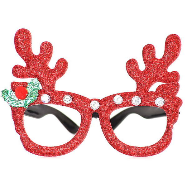 Tecknad jultomte Renglasögon Ram Jul och nyår Nyhet Fancy Dress Up Foto Roliga rekvisita Kreativ festpresent Red Antlers