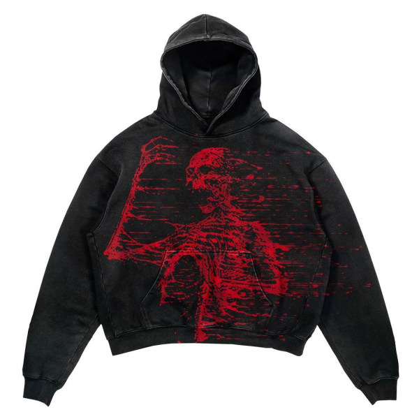 punkdesign print luvtröja harajuku streetwear y2 mode oversized hoodie hip hop gotisk långärmad style 1 XXXL