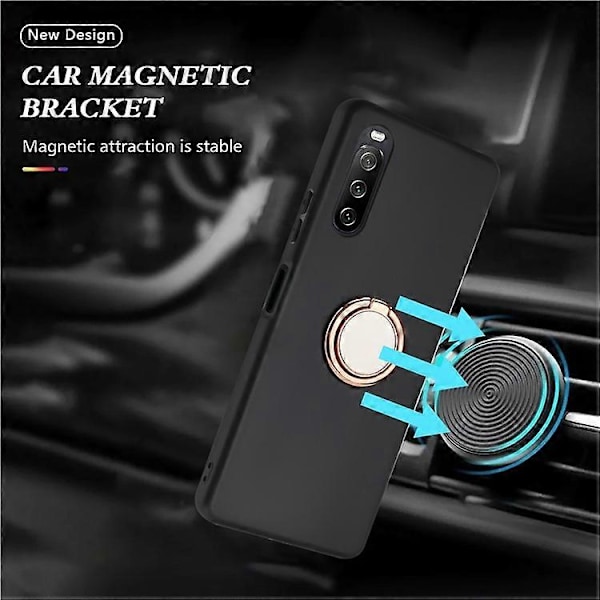Kompatibel med Sony Xperia 10 VI TPU-deksel Ringstativ Matt Telefondeksel Fungerer med Magnetisk Bilholder PinkGold