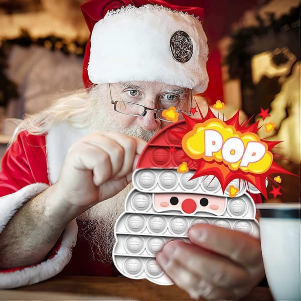 2-pack Jul Fidget Leksaker, Jul Pop Push It Set - Tomte och Pepparkaksgubbe