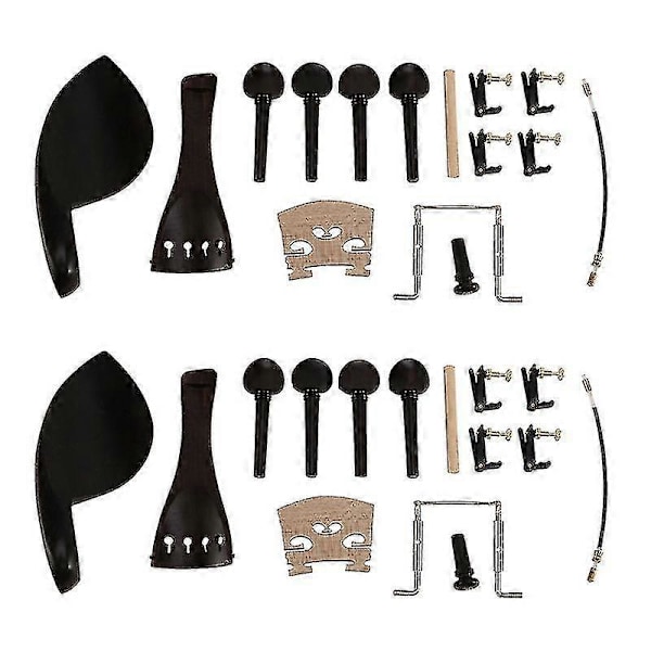 2x 4/4 Ebenholts Violin Delar Stall Skruvar Hakstöd Lönn Stall Set