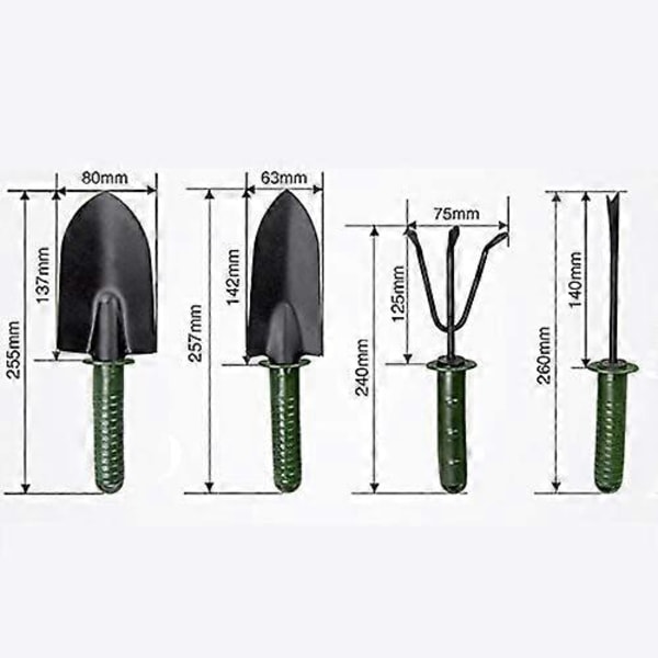 Stk Mini Skovl Rive Spade DIY Haveværktøj Sæt Blomster Lugning Bonsai Værktøj Plastikhåndtag Håndlavet til Haveartikler 4 stk