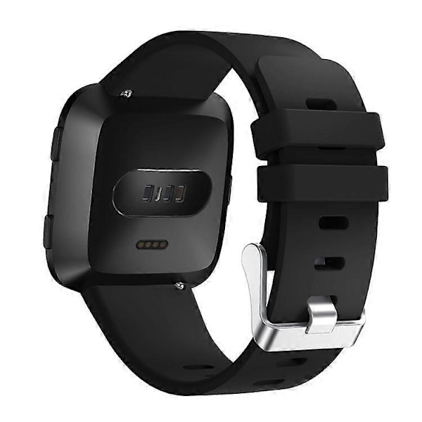 Silikone Smart Watch Rem [Stor Størrelse] Kompatibel med Fitbit Versa Lite/Versa/Versa 2 Black