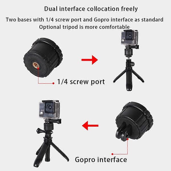 Stativfeste Adapter Kit Tilkoblingsbase Standard 1/4 Port Adapter for Hero 10 9