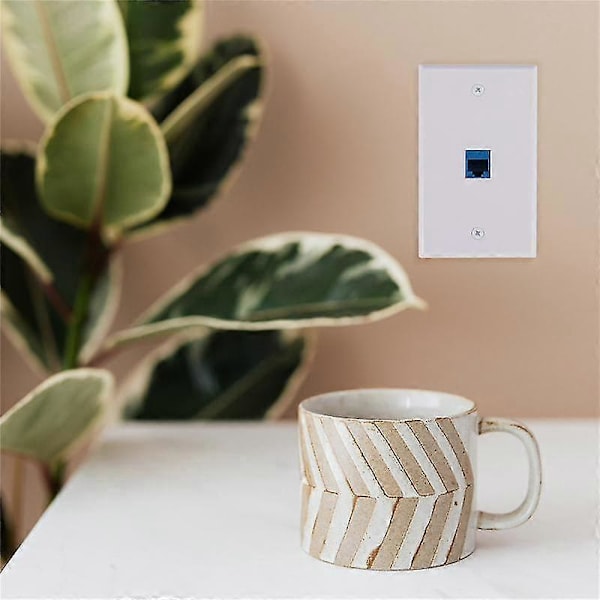 4x Cat6 Ethernet-seinälevypistoke 1 portti RJ45 Verkko Naaras-Naaras Seinäkytkentäliitäntälevy Whi