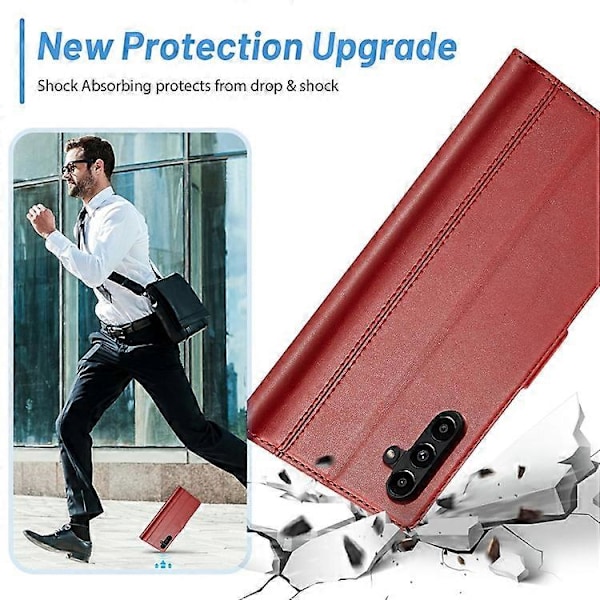 LC.IMEEKE Kompatibel med Samsung Galaxy A55 5G Etui Magnetisk PU Læder Cover med Hardware Logo Red