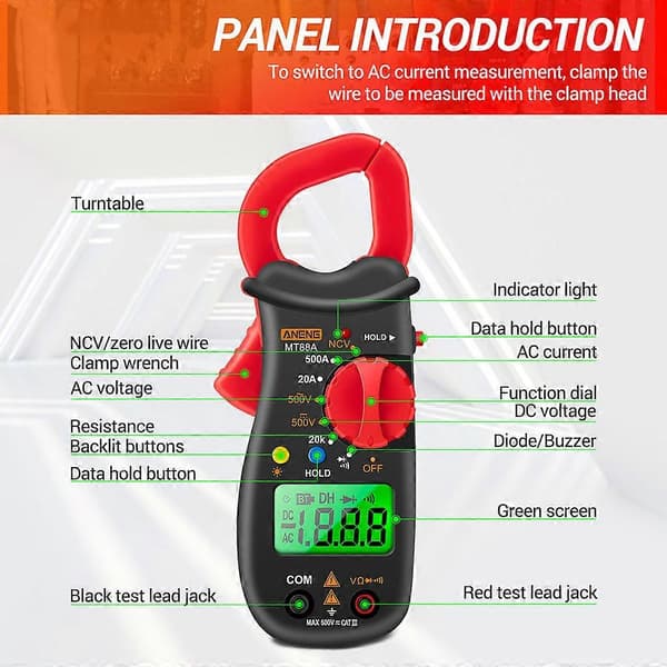 Digitalt Multimeter Lomme-Klem-Multimetre Multi Tester Voltmeter Amperemeter