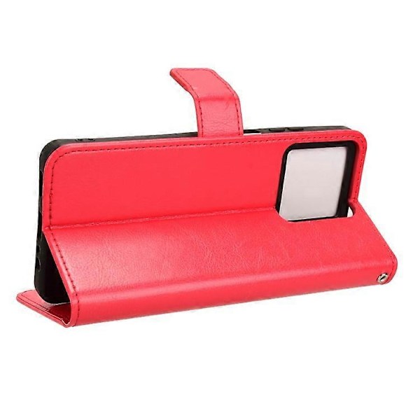 Kompatibel for ZTE Blade V50 Vita Lærdeksel med Stropp Telefon Lommebok Stativ Veske Red