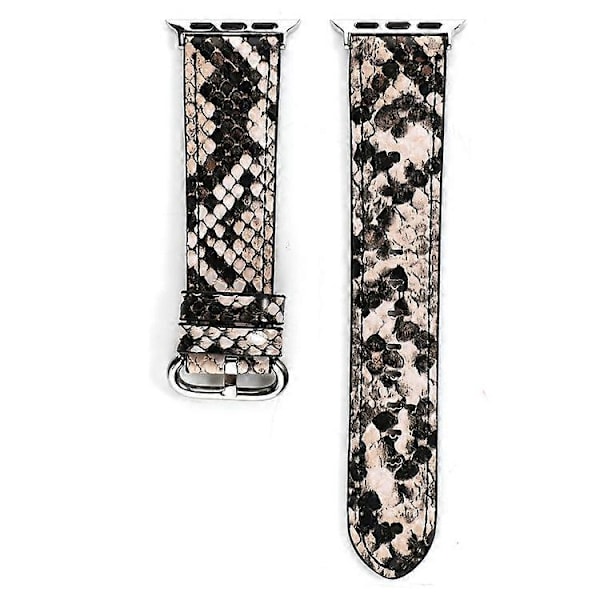 Læder Urrem Kompatibel Med Apple Watch Series 10 9 8 7 SE 6 5 4 3 2 1 42mm 41mm 40mm 38mm Slangeskindsprint Armbånd LightPink