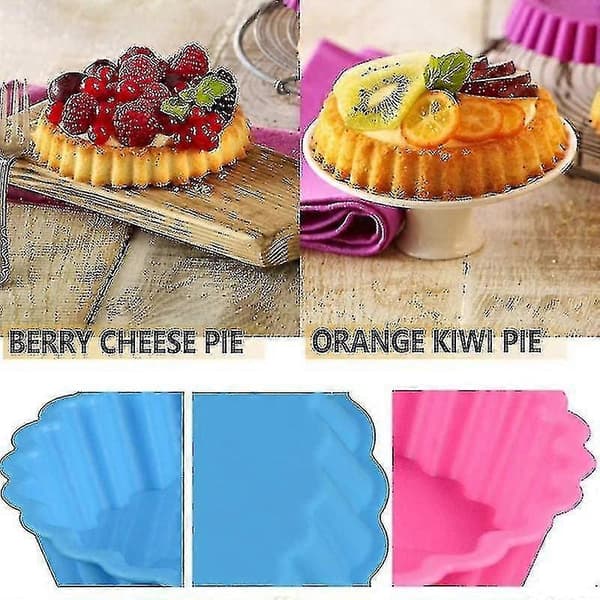 8 stk. Silikon Kageforme, Non-stick Runde Tærteforme, Runde Riflede Flan Bageforme Til Muffins, Qu