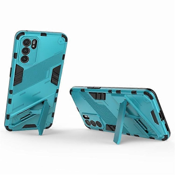 Defender Stöttåligt Militärt Hållbart Robust PC + TPU Skal med Ställ Kompatibelt För Oppo Reno6 5G LightBlue
