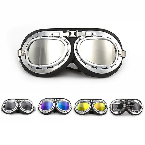 Pet Dog Goggles Retro Harley Dog Ögonskydd Solglasögon Polariserade solglasögon med justerbara elastiska remmar för liten stor medelstor hund Silver
