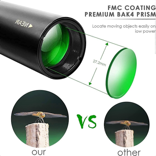Kompakt Skalerbar Monokulær Zoom 10-30x25mm Lommeformat Mini HD Monokulært Teleskop til Vandring/Camping/Koncert/Rejse (Sort)