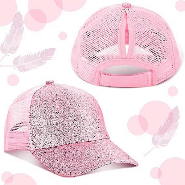 Glitterhatt med hästsvansöppning för flickor, baseballkeps för små flickor med hög, slarvig hästsvansöppning, skärmkeps yu