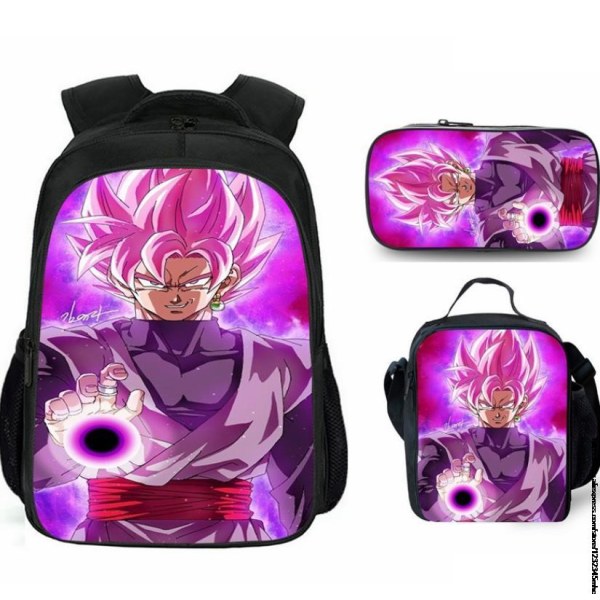 3 stk 16 tommer Dragon Ball Goku skoletaske til børn skoletaske Silver 14inch