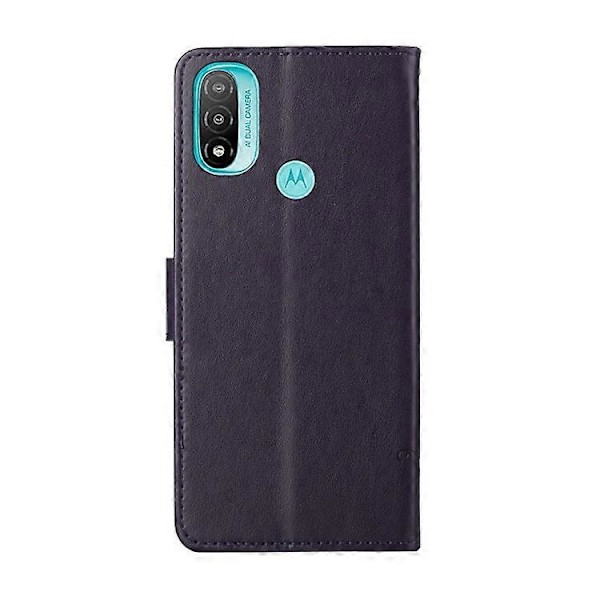 Moderigtig pungfunktion Flip Prægede Sommerfugle Blomst PU Læder Ridsefast Telefon Cover Stativ Skal Kompatibel Med M DarkPurple