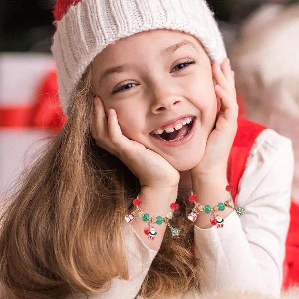 Tillverkningssats för jularmband med julstrumpa Hantverkssatser 24 st Toddler och halsbandstillverkningssats jul Green
