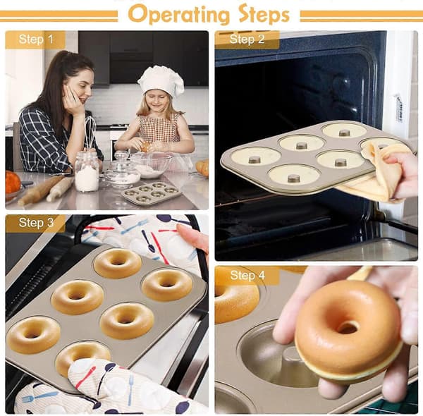 Munkformar, Non-stick 6 Hålighets Munkpanna BPA-fri Munkformar för Bakning, 2-pack Båda Kopparna Runda
