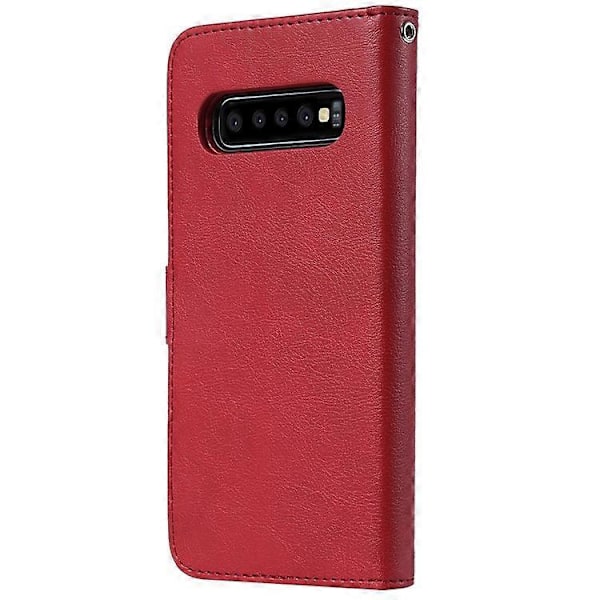 Magnetisk Avtakbart 2-i-1 PU Lærdeksel Kompatibelt med Samsung Galaxy S10 Plus Red