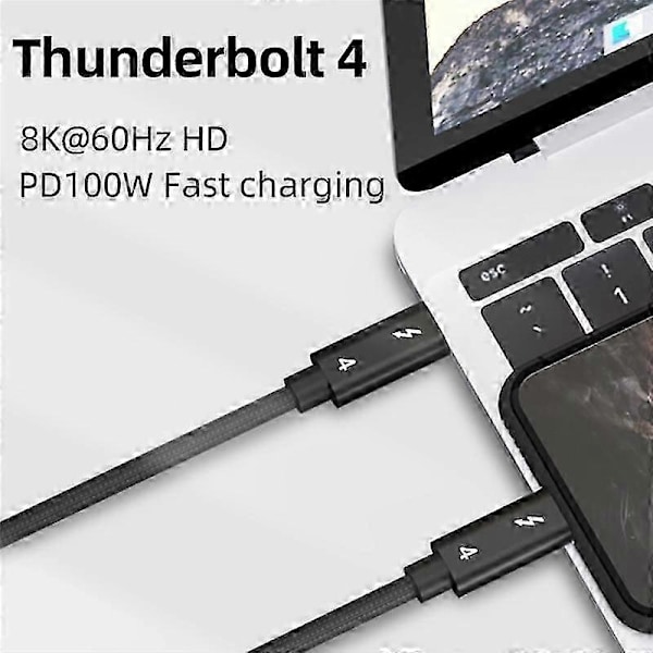 Thunderbolt 4 Kabel USB C 8K 60Hz Certificeret 40Gbps Hurtig Hastighed PD100W til Macbook Pro Acer USB 4 C42