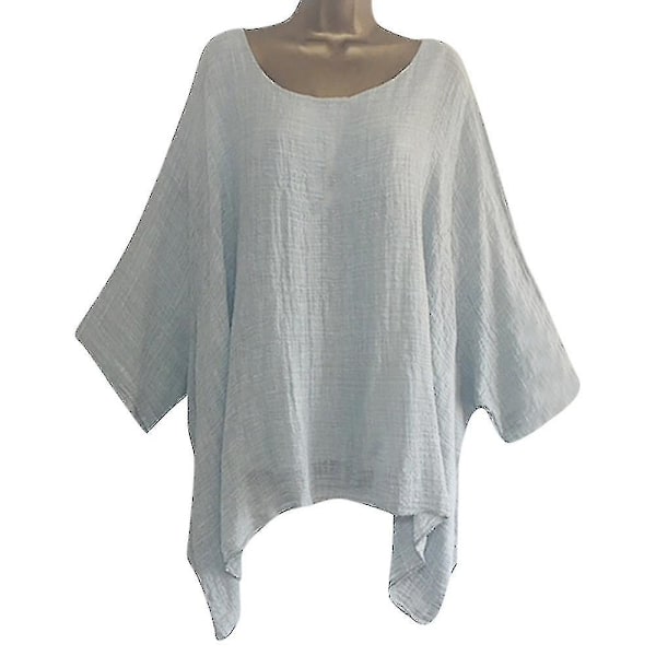 Dame Casual Plus Size Løs Bomull Lin Solid Farge Topper Skjorte Bluse