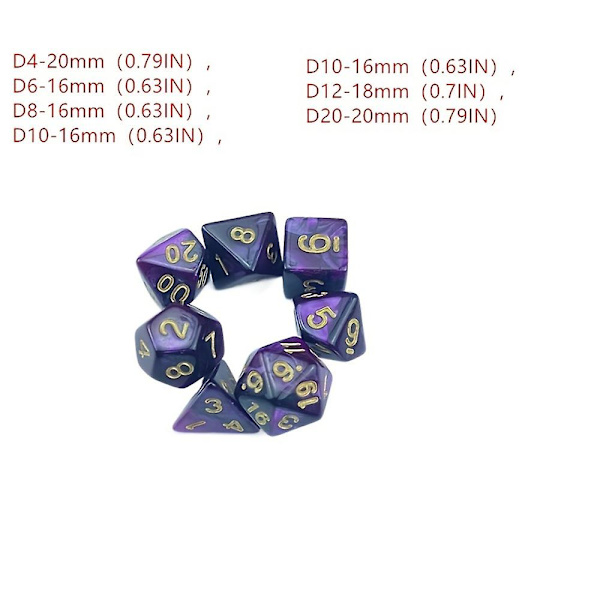 7 osaa monitahoiset nopat Monipuoliset noppapelit Roolipelin set Set juhliin