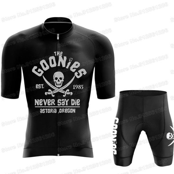 Set Never Say Die Vaatteet Miesten Maantiepyöräpaita Puku Polkupyörän ruokalappu shortsit Astoria Oregon Pirate Flag Maillot Ropa 3 L