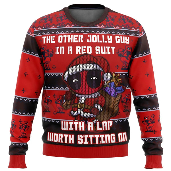 Ny höst/vinter Nytt mode Street Sports Toppar Jultröja Deadpool Jolly Red Guy Hot Rea O-Neck Pullover Santa Claus style 2 3XL