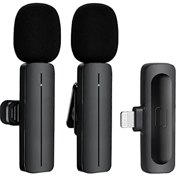 Trådløs Lavalier Revers Mikrofon til iPhone iPad - Professionel Videooptagelse Lav Mic 2 Clip-on Mikrofoner til YouTube Interview Vlog Livestream