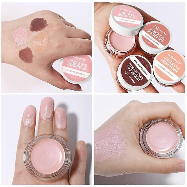 Øyeunderlysner og concealer - Hydrerende fargekorrigerer for mørke ringer, lett øyeunderlysende krem, glatt og blandbar Pink
