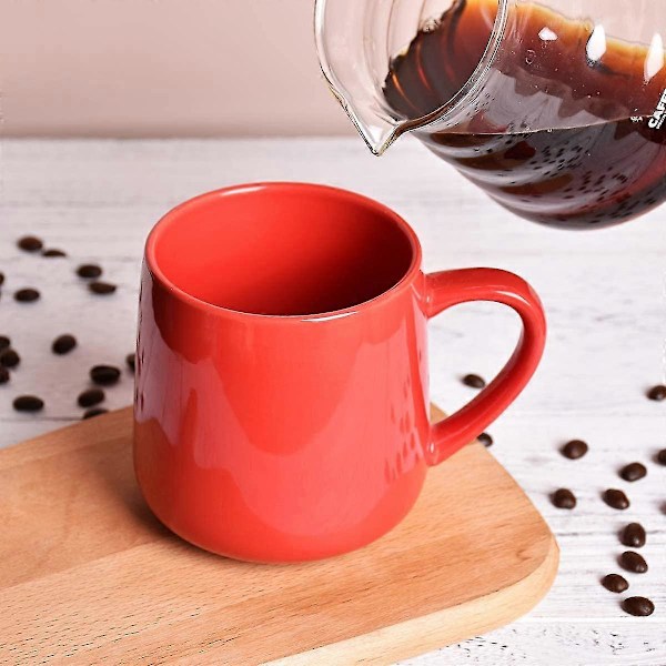 Kiiltävä keraaminen kahvimuki, teekuppi toimistoon ja kotiin, 532 ml, sopii astianpesukoneeseen ja mikroaaltouuniin (punainen, 1)