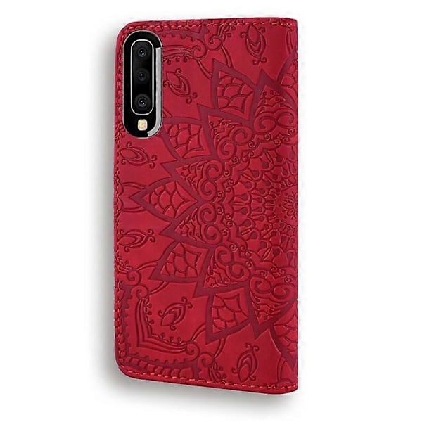 Imprint Mandala Kukka Jalusta Lompakko Nahkakotelo Suojakuori Yhteensopiva Samsung Galaxy A50/A50s/A30s:lle Red