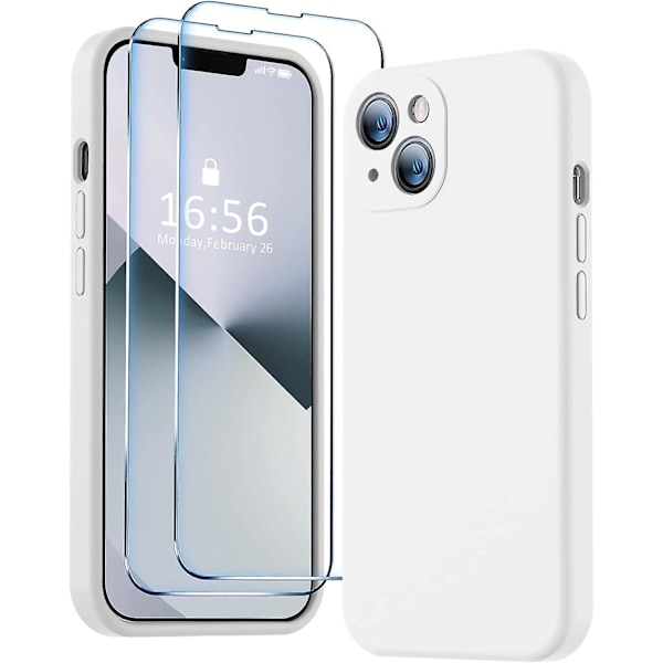 Kompatibel med iPhone 13 Cover, Premium Silikone Opgraderet [kamerabeskyttelse] [2 Skærmbeskyttere] [blød Anti-ridse Mikrofiberforing] Telefon Cover F