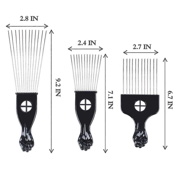 3 Hårklemmer, Metalclips til Afrohår, Afrohårbørste, Næve til Hår, Hårstylingbørste