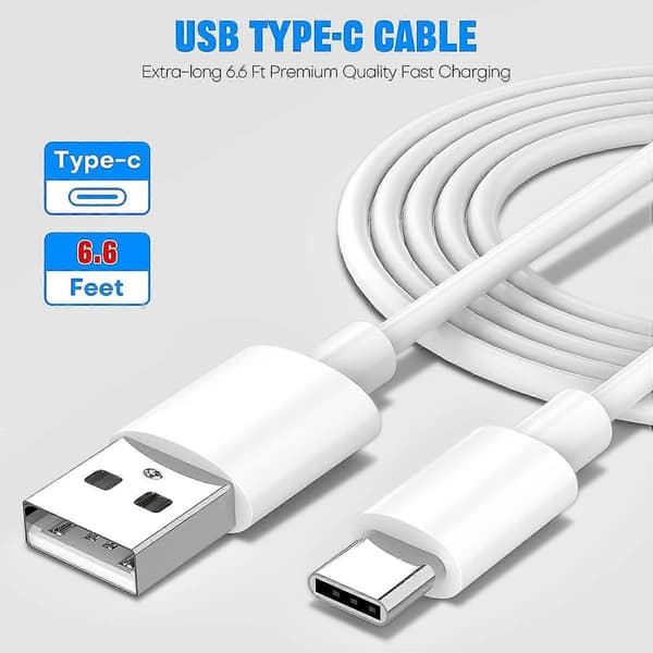 Samsung Laddare Snabbladdning USB Typ C Kabel 1.8m för Android Samsung Galaxy S6/S7/S8