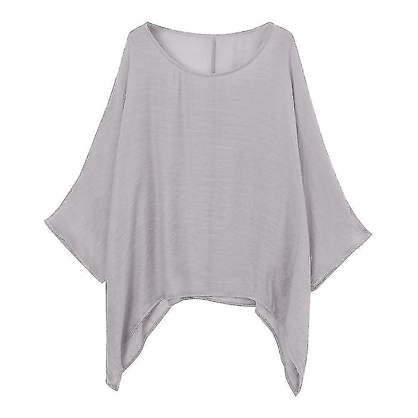 Dame Casual Plus Size Løs Bomull Lin Solid Farge Topper Skjorte Bluse