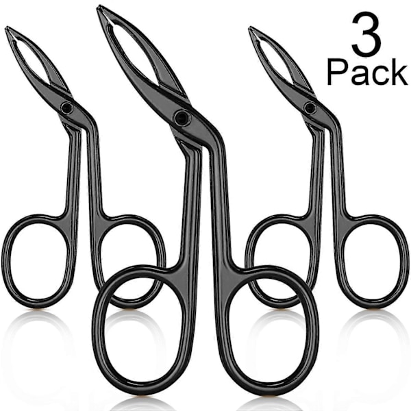 3-pack Ögonbrynspincetter, Saxhandtagsformade Ögonbrynspincetter med Rak Spets, Platt Spets Pincetter Hårplockare - 3 st armbåge svart
