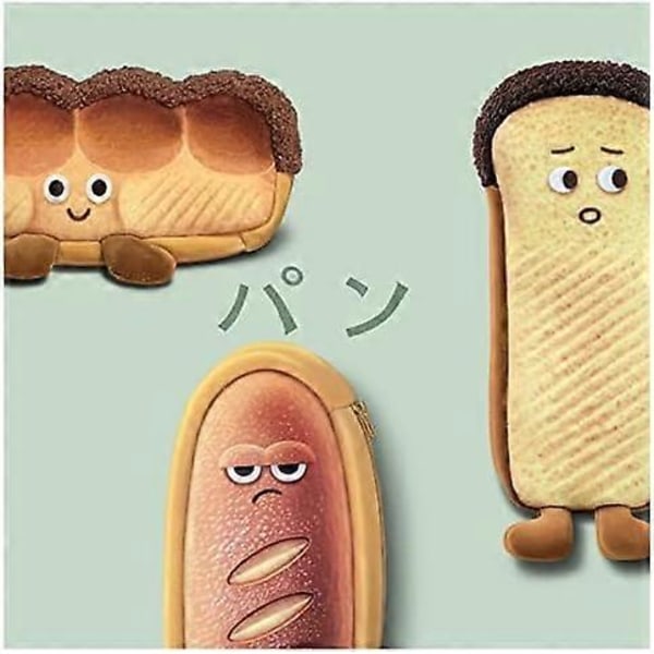 Kreativ Söt Rolig Ansiktssimulering Tema Äkta Mat Toast Varmkorv Bröd Karaktär Mjuk Fylld Yta Kläder Dragkedja Pennfodral - Toast