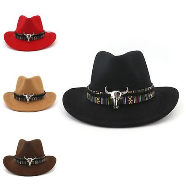 Cowboy-hattu Stetson Style Fedora Sun Summer Western Riding Leveälierinen cap Wine Red