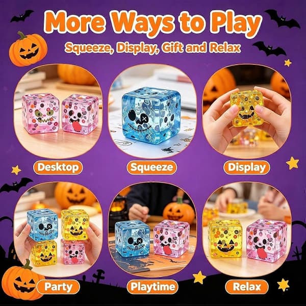 Halloween Ice Cube Shape Squishy Toy, Långsamt stigande klämleksak för stresslindring för inomhus utomhus hemmafestlayout A(Random 5cm 1pcs)