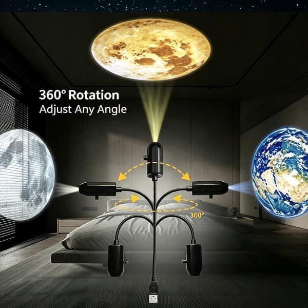 MultiTheme LED-projeksjonsnattlys, utskiftbare mønsterskiver, USB-pluggprojektor for hjemmeferieatmosfære-dekor B-6pcs