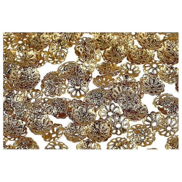 500 stk. 6mm Gullfargede Blomsterperlehetter for Smykkelaging - haoyi