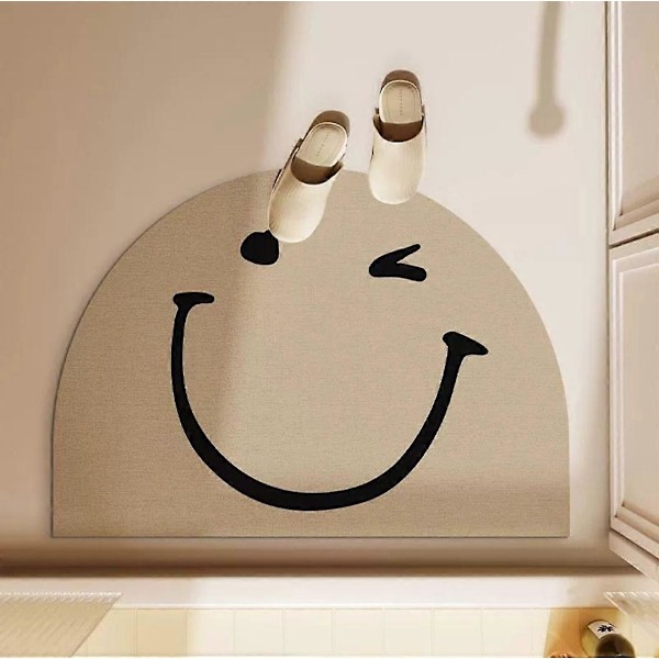 Tvättbar Golvmatta av Diatoméjord Mjuk Badrum Kök Halkfri (60 x 40 cm, Smile)