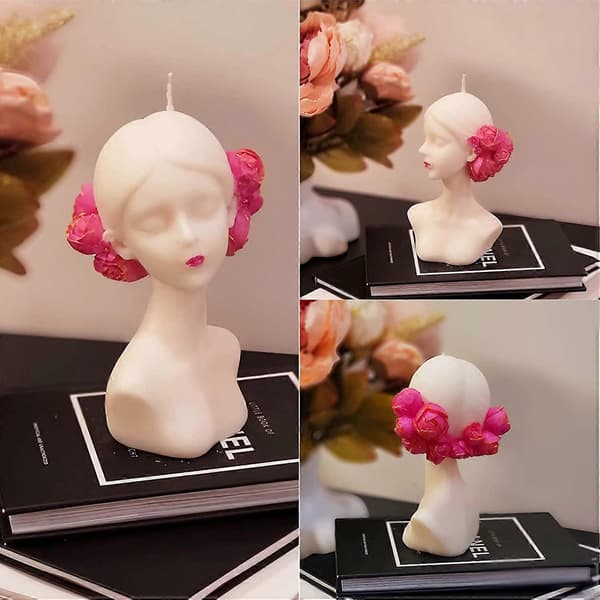 2 Stykker Silikone 3D Lysform, Blindfoldet og Lukket Pigeform Lysforme DIY Aromaterapi Lysforme Støbning Lysforme til Håndværk, Duftende