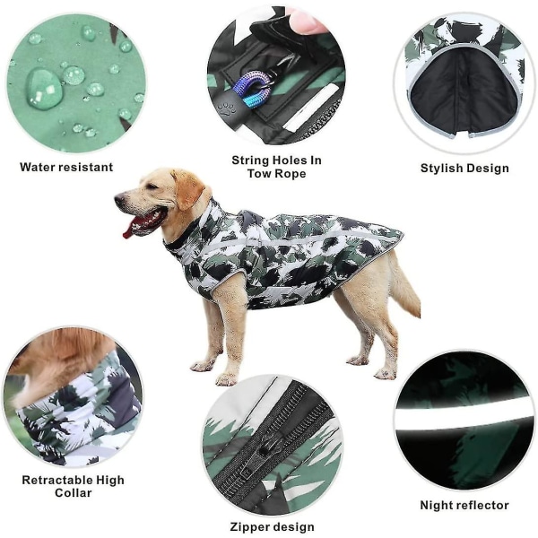 Vattentäta vinterjackor för hundar, hundjackor i kallt väder med reflekterande rand och selehål Varma hundkläder Black White M